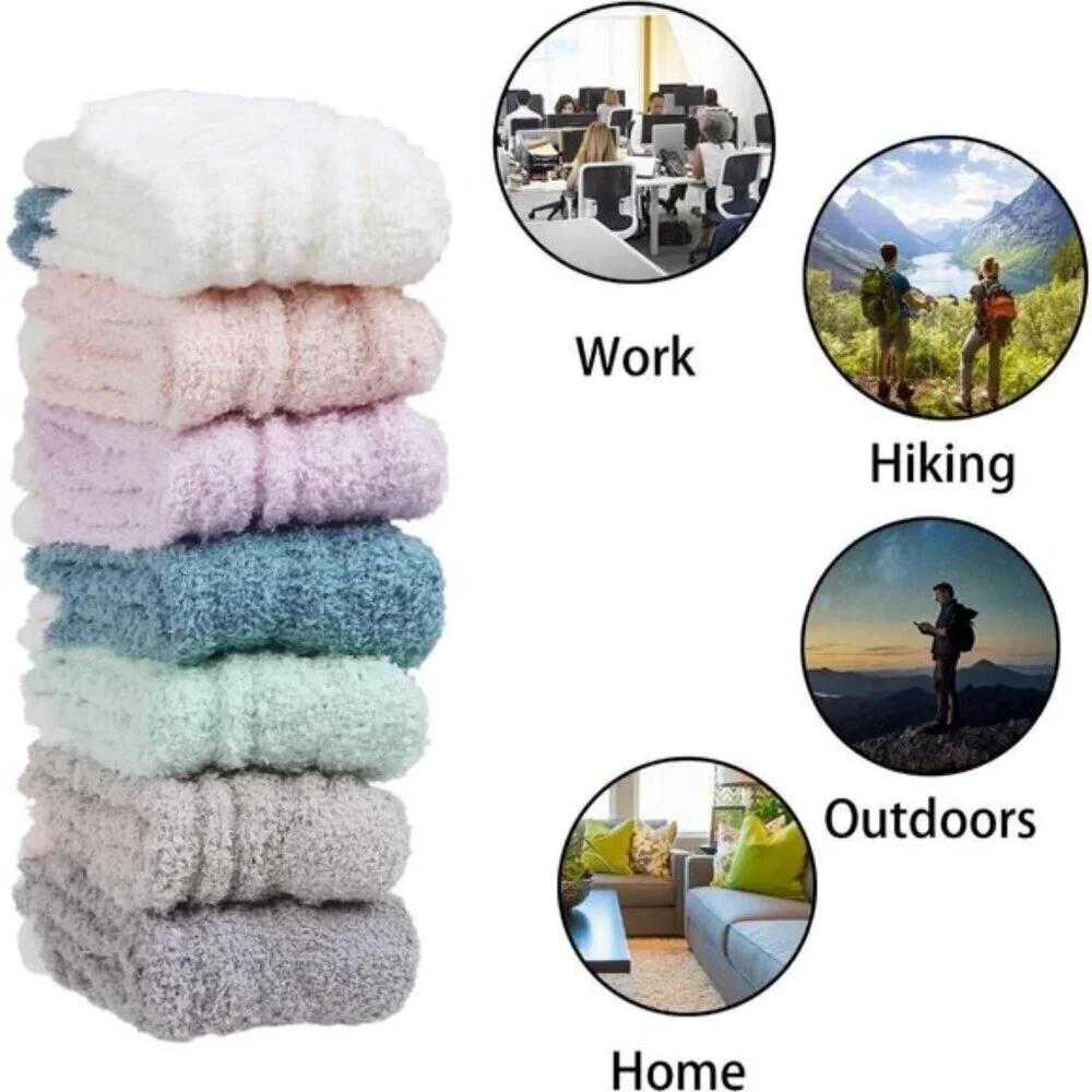 7-Pair Women’s Fuzzy Socks Cozy Fluffy Warm Christmas Gift Set